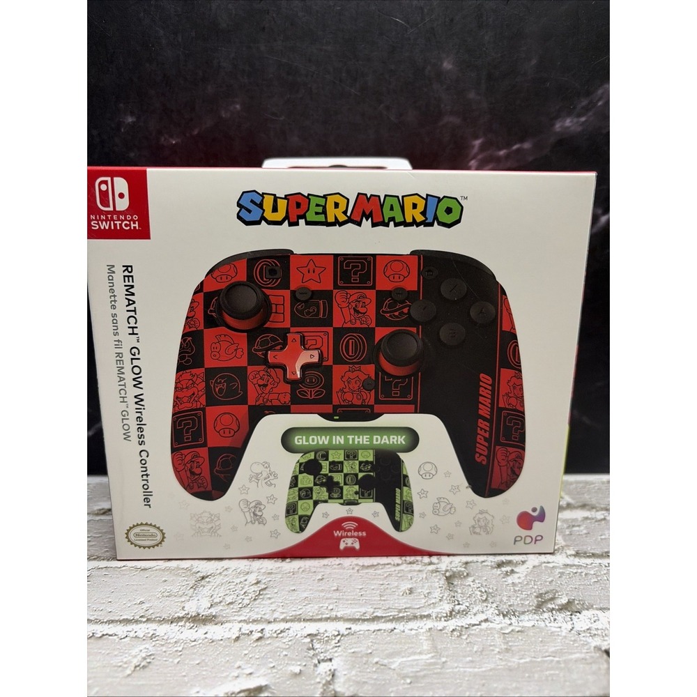 PDP REMATCH GLOW Enhanced Wireless Nintendo Switch Pro- Controller - Super Mario